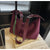 Women'S Pu Leather Solid Color Basic Sewing Thread Bucket Zipper Shoulder Bag Handbag Crossbody Bag