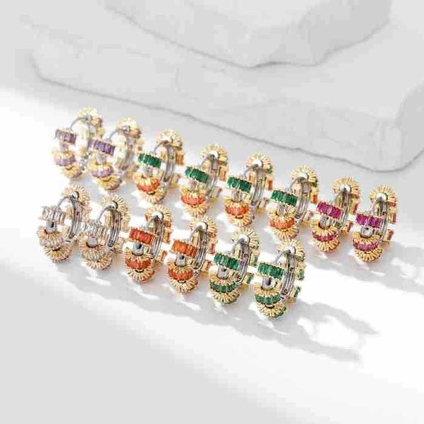 1 Pair Original Design Geometric Copper Zircon Earrings