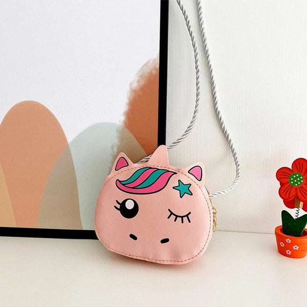 Kid'S Pu Leather Cute Oval Zipper Shoulder Bag Crossbody Bag