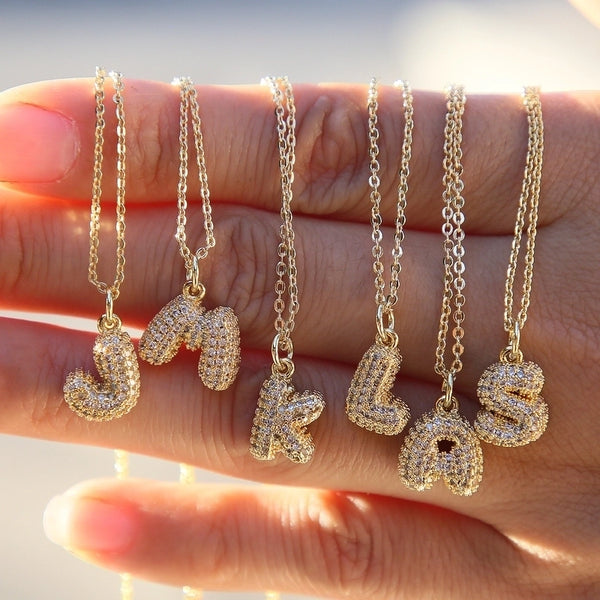 Brass Cable Chain Plating English Letters Letter Pendant Necklace