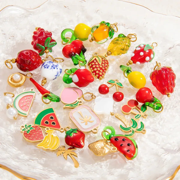 1 Piece 13.62*24.65Mm 304 Stainless Steel Resin Cherry Fruit Polished Pendant Jewelry Accessories