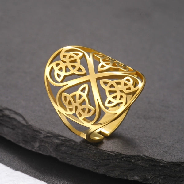 Elegant Exaggerated Geometric 304 Stainless Steel Plating Rings