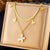 Elegant Heart Shape Butterfly 304 Stainless Steel 18K Gold Plated Double Layer Necklaces