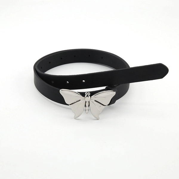 Minimalist Butterfly Pu Leather Alloy Women'S Leather Belts