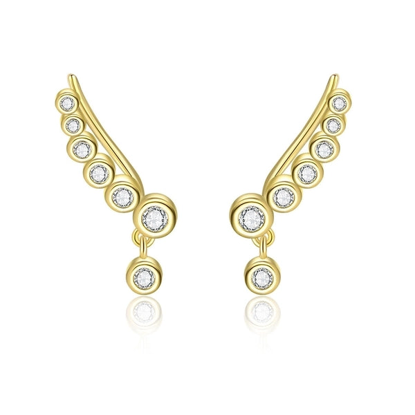 1 Pair 925 Sterling Silver Zircon 925 Sterling Silver Earrings Wings Ear Cuffs