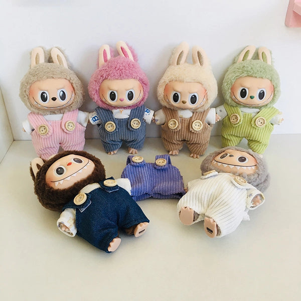 17Cm Vinyl Plush Doll Clothes Pull Cloth Pendant T-Shirt Button Suspender Pants Clothing Accessories Blind Box Doll Clothes