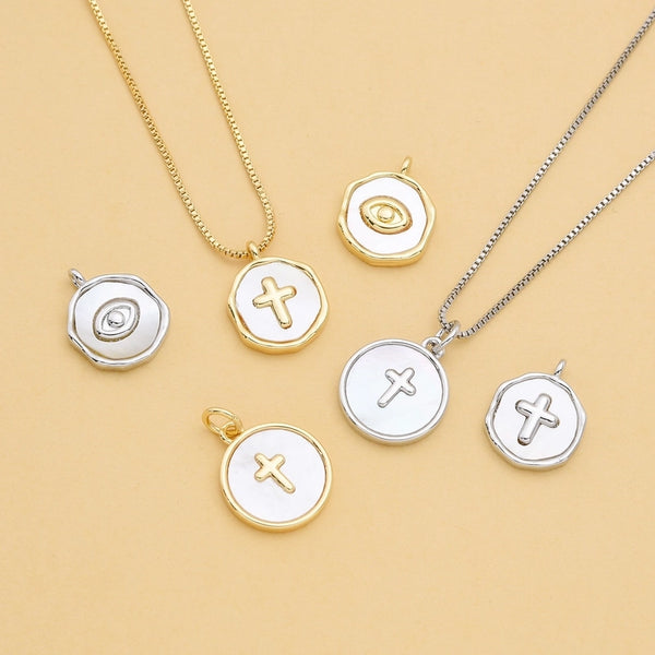 1 Piece 13 * 15Mm Copper Shell 18K Gold Plated Cross Eye Polished Pendant Jewelry Accessories