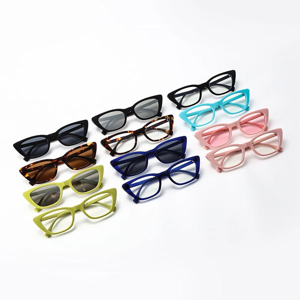 Minimalist Solid Color Leopard Pc Cat Eye Full Frame Women'S Sunglasses