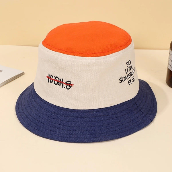 Unisex Casual Japanese Style Minimalist Love Letter Embroidery Wide Eaves Bucket Hat