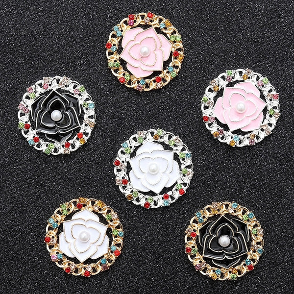 1 Piece 27*27Mm Alloy Rhinestones Flower Diy Accessories Jewelry Accessories