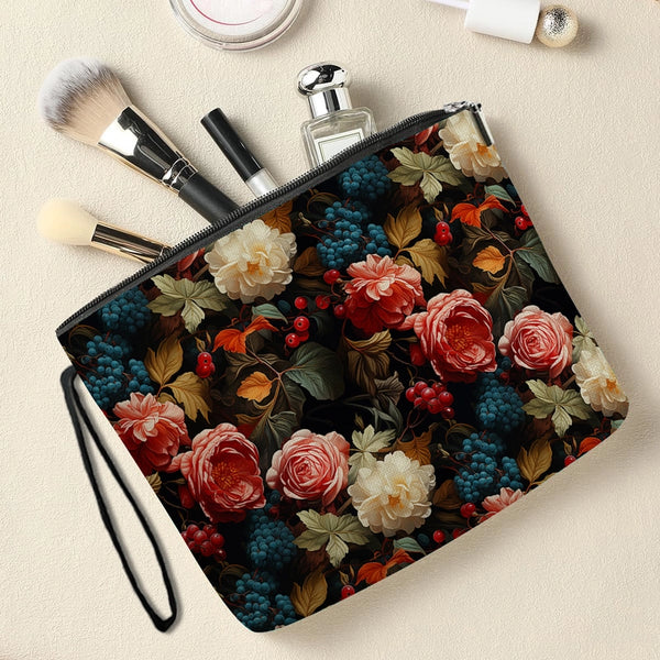 Classic Style Flower Polyester Square Makeup Bags