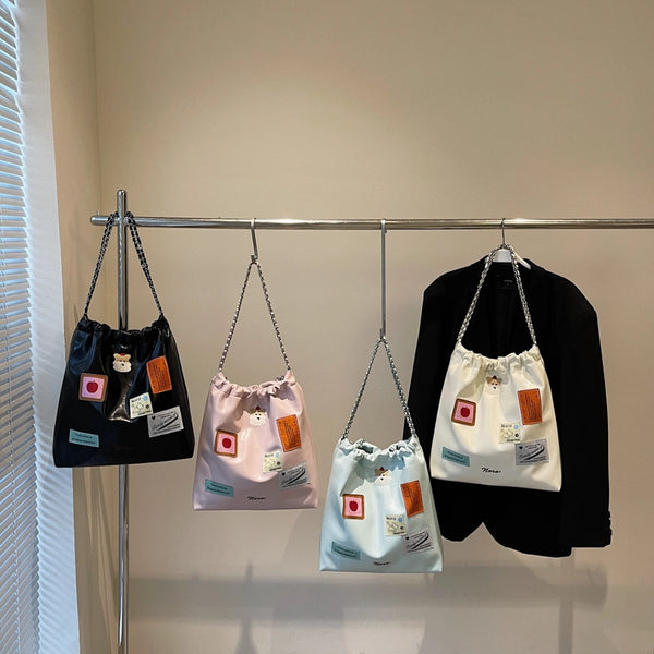 Women'S Medium Pu Leather Solid Color Vintage Style Classic Style Sewing Thread Square Magnetic Buckle Shoulder Bag