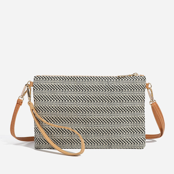 Women'S Medium Straw Solid Color Elegant Streetwear Straw Square Zipper Straw Bag