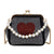 Women'S Pu Leather Heart Shape Streetwear Pearls Shell Lock Clasp Shoulder Bag Crossbody Bag