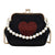 Women'S Pu Leather Heart Shape Streetwear Pearls Shell Lock Clasp Shoulder Bag Crossbody Bag