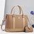 Women'S Pu Leather Color Block Elegant Classic Style Square Zipper Bag Sets