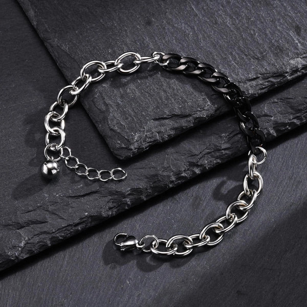 Casual Hip-Hop Single Ball Stainless Steel Mixed Metal Men'S Bracelets Men Chain Bracelets