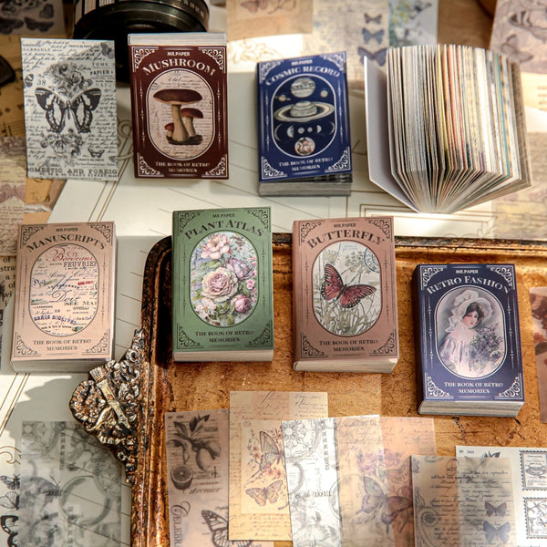 100 Pieces Per Book Planet Plant Butterfly Class Learning School Paper Classical Retro Card