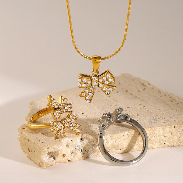 Ig Style Bowknot Bowknot Stainless Steel Electroplating Necklaces