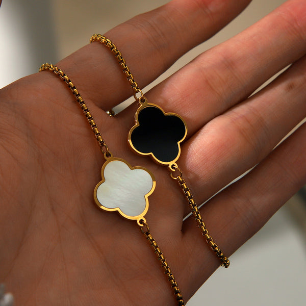 Ig Style Women Chain Four-Leaf Clover Flower Geometric Stainless Steel Electroplating Bracelets