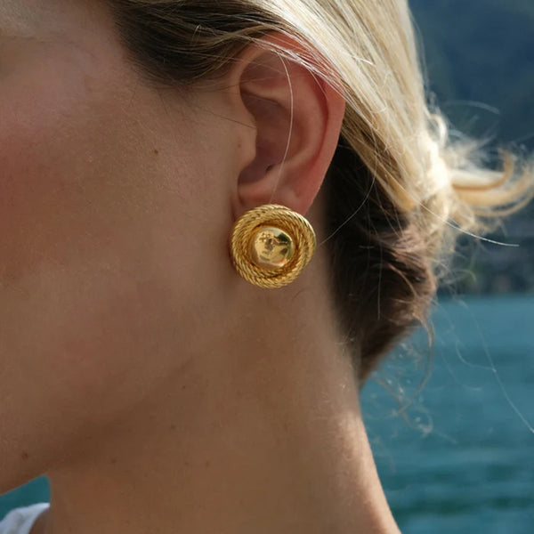 Ig Style Round Geometric Stainless Steel Electroplating Earrings