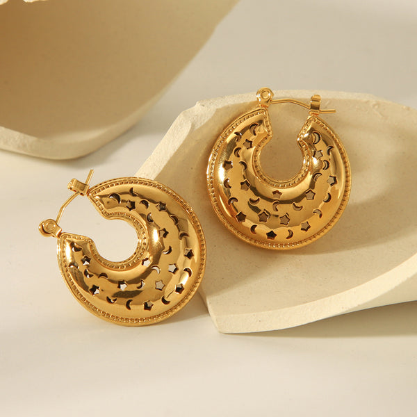 Ig Style Heart Geometric Stainless Steel Electroplating Earrings