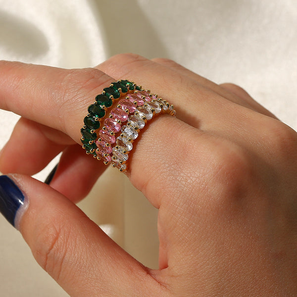 Women Ig Style Geometric Stainless Steel 18K Gold Plated Rings