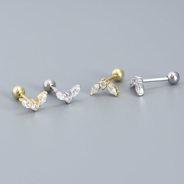 925 Sterling Silver Fashion Stripe Geometric Silver Electroplating Stud Earrings