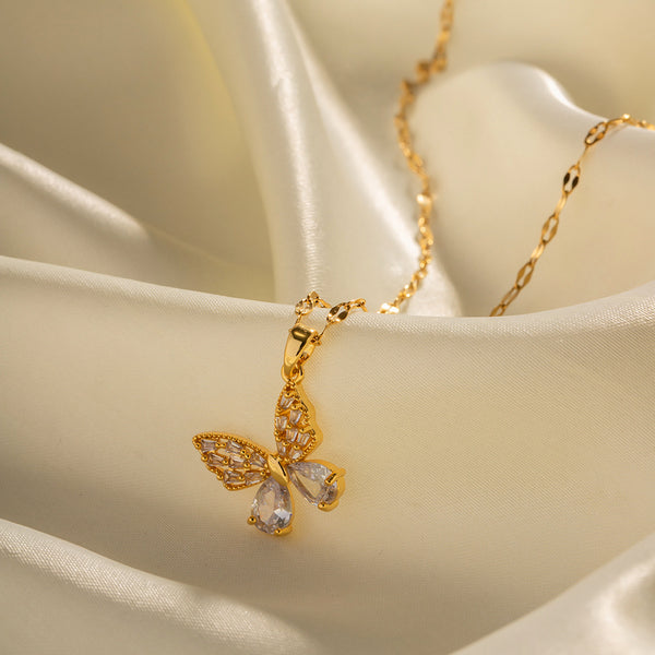 Ig Style Butterfly Geometric Stainless Steel 18K Gold Plated Necklaces