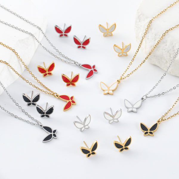 Ig Style Dragonfly Butterfly Insect Stainless Steel Electroplating Jewelry Sets