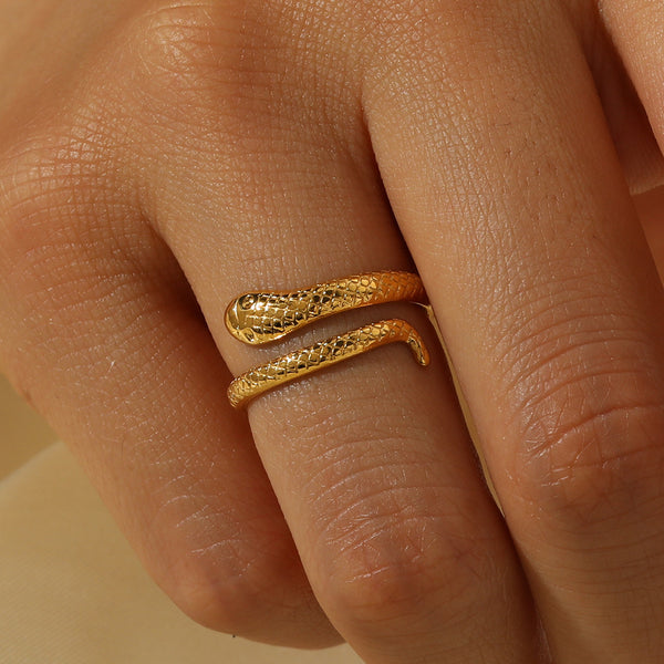 Women Ig Style Snake Geometric Stainless Steel Electroplating Rings