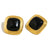 Hot Selling Second-Hand Niche Stainless Steel 18K Gold Plated Flower Pearl Pattern Square Black Jade Earrings For Women