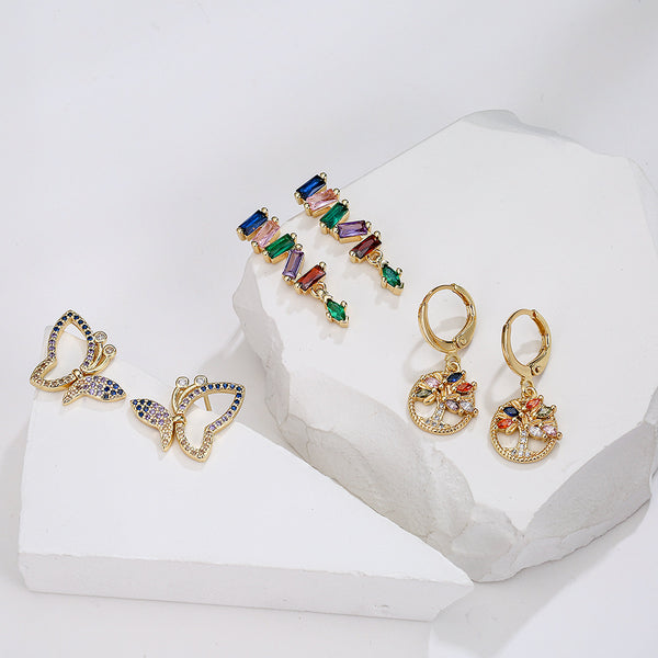 Ig Style Geometric Copper Stud Earrings