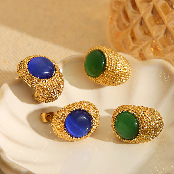 Ig Style Circle Geometric Droplet Stainless Steel Electroplating Earrings