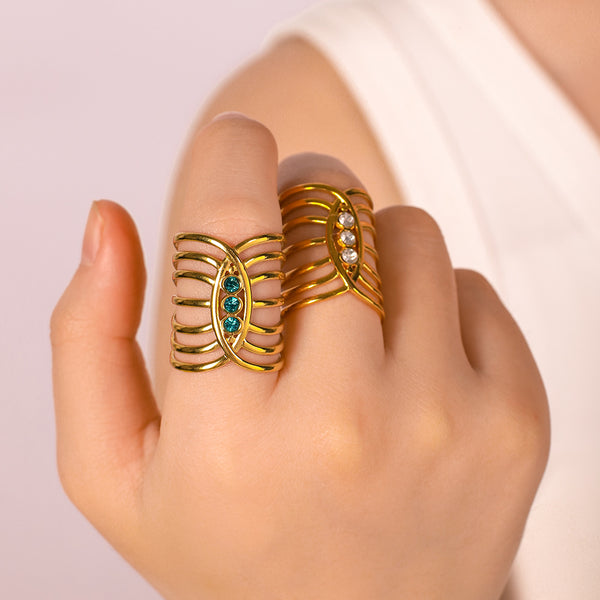 Unisex Ig Style Ellipse Round Geometric Stainless Steel Electroplating Rings