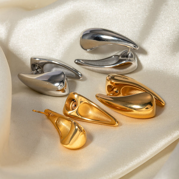 Ig Style Droplet Stainless Steel 18K Gold Plated Earrings